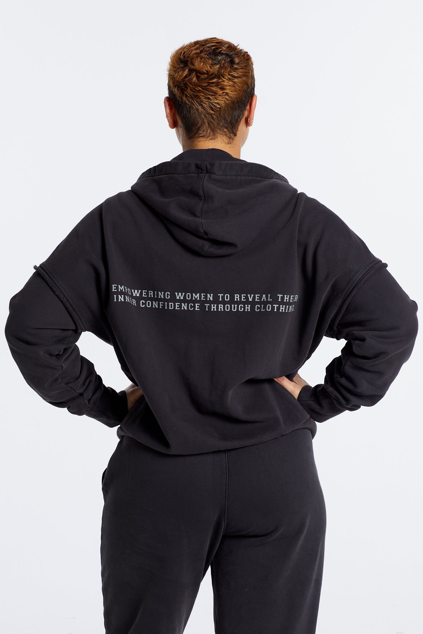WASHED ZIP UP HOODIE ONYX
