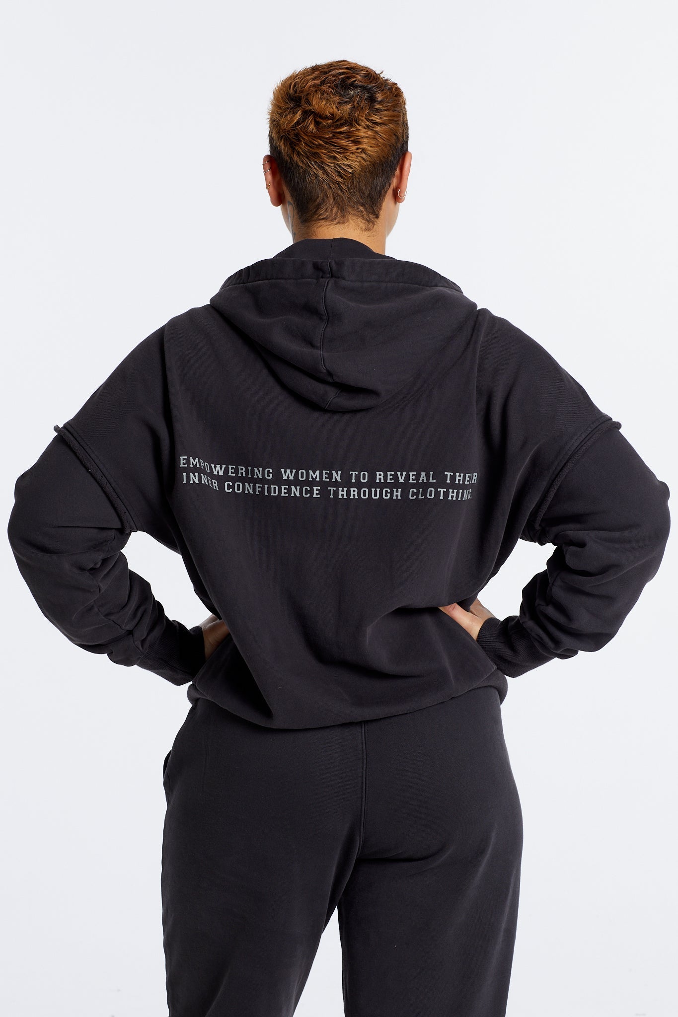 WASHED ZIP UP HOODIE ONYX