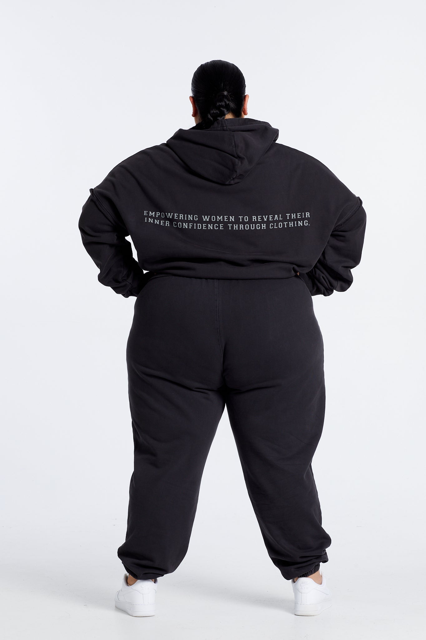 WASHED ZIP UP HOODIE ONYX