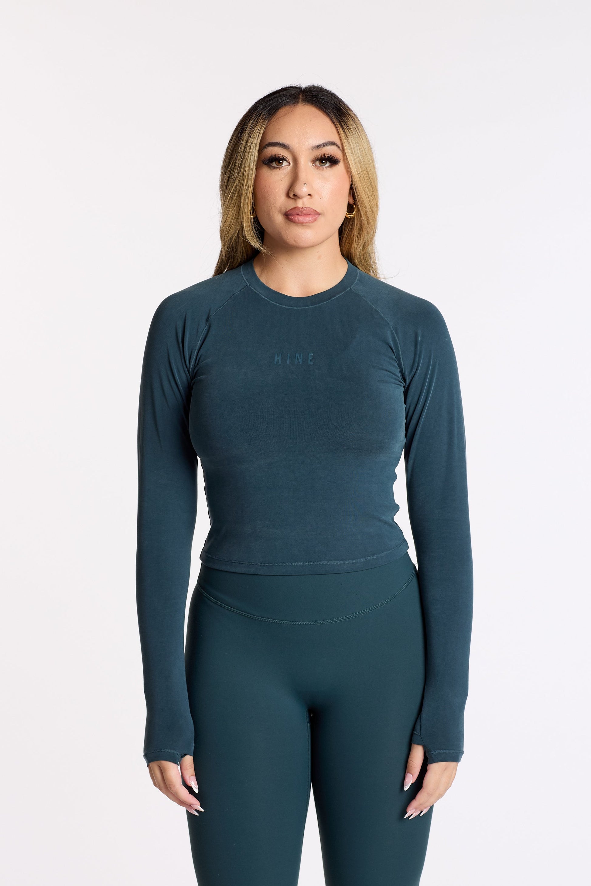 THE ESSENTIAL CROP LONG SLEEVE JADE