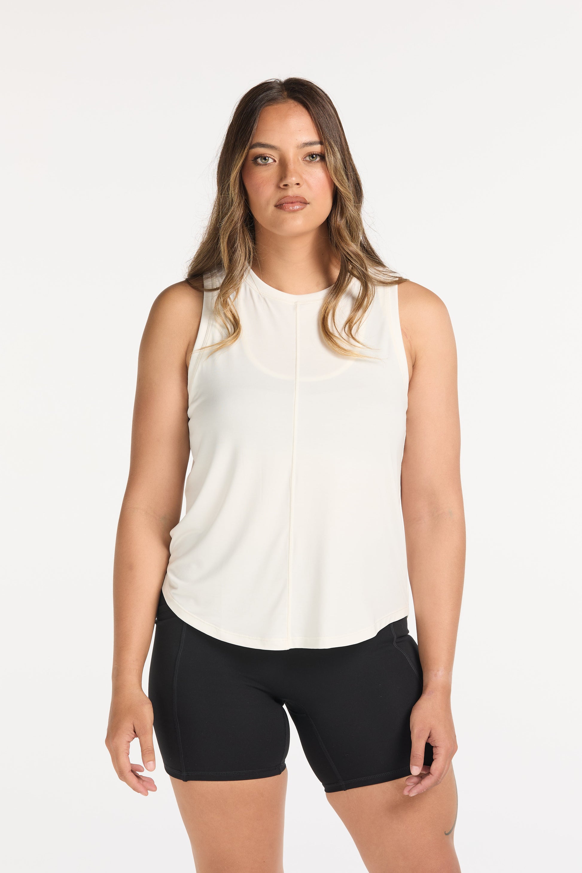 ESSENTIALS OPEN BACK TANK WHITE