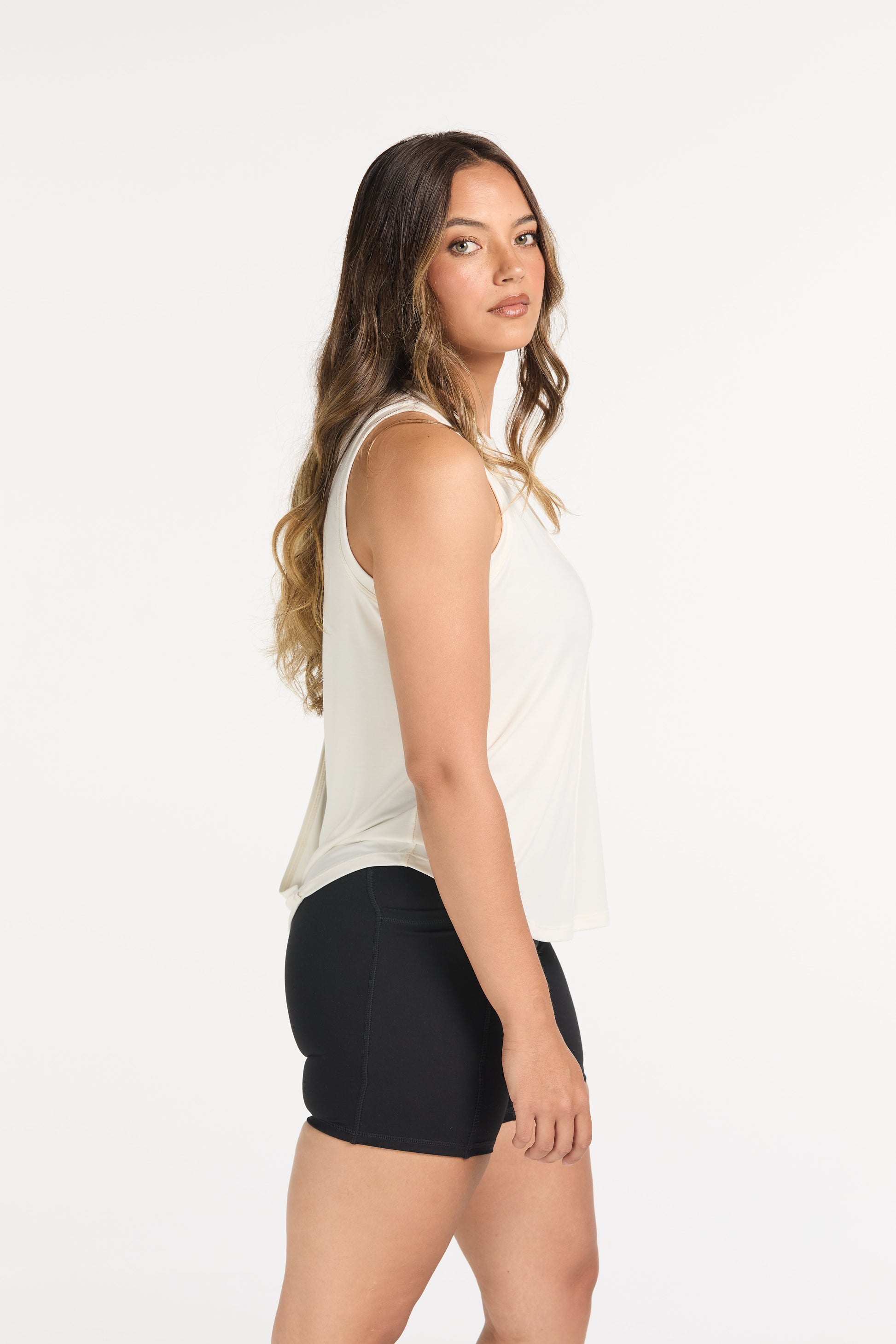 ESSENTIALS OPEN BACK TANK WHITE