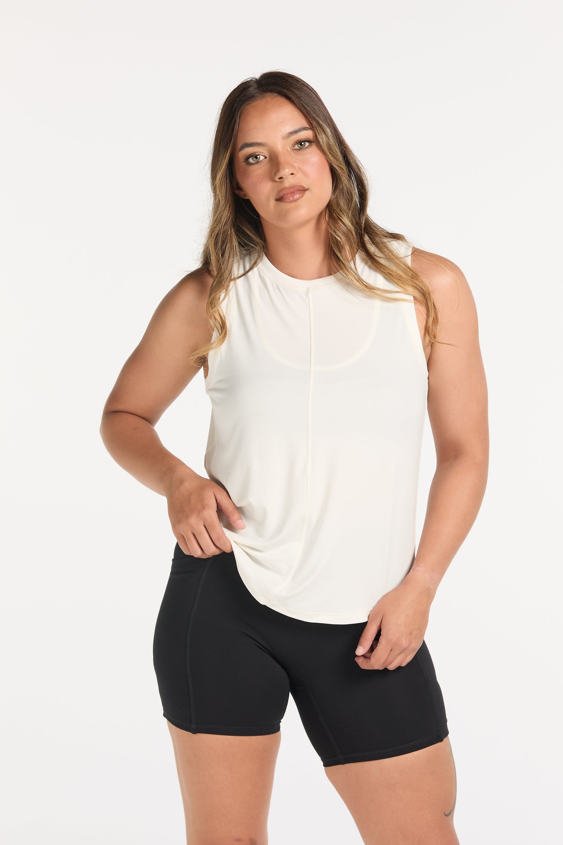 ESSENTIALS OPEN BACK TANK WHITE