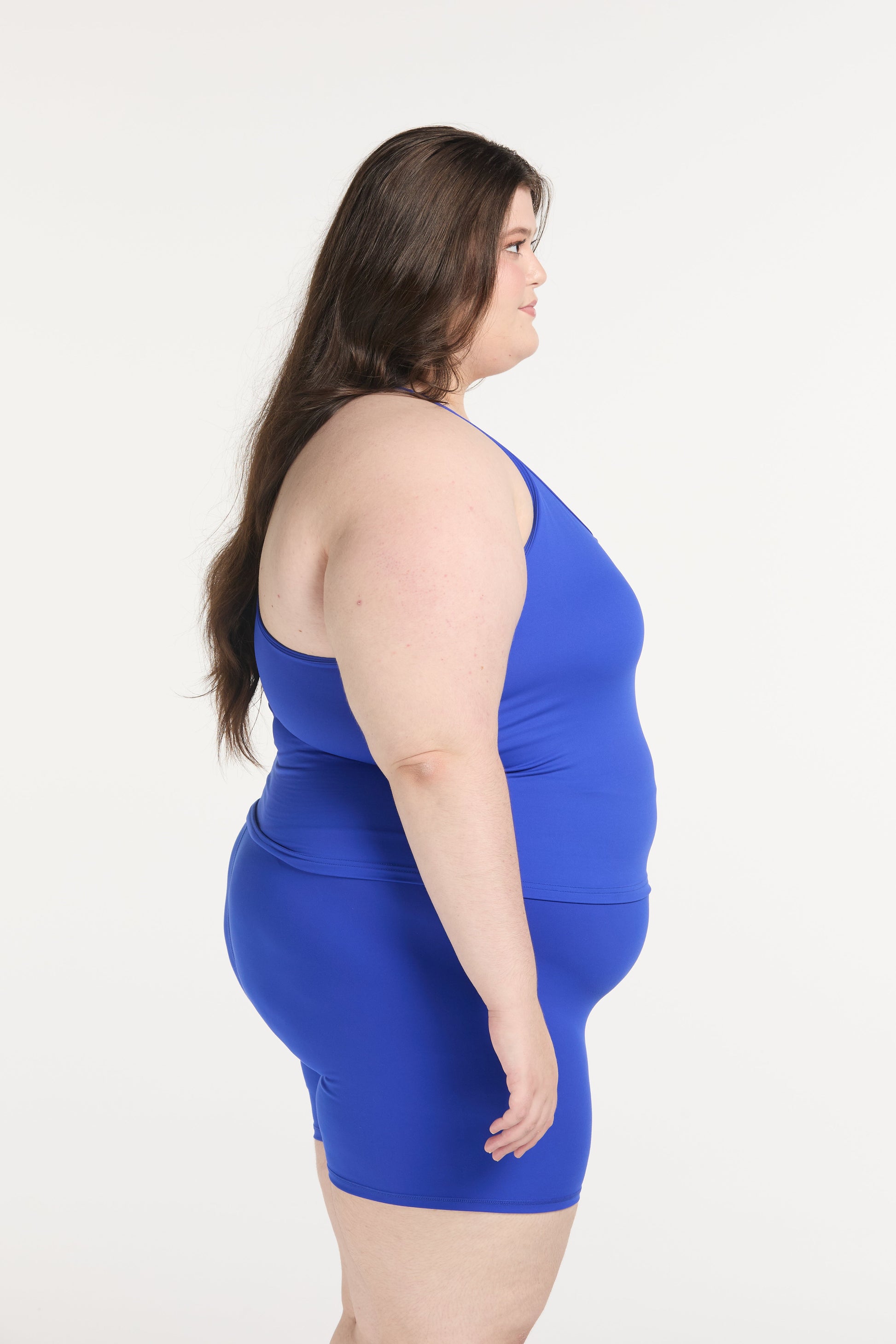 RACERBACK CROP SINGLET W/ IN-BUILT BRA COBALT