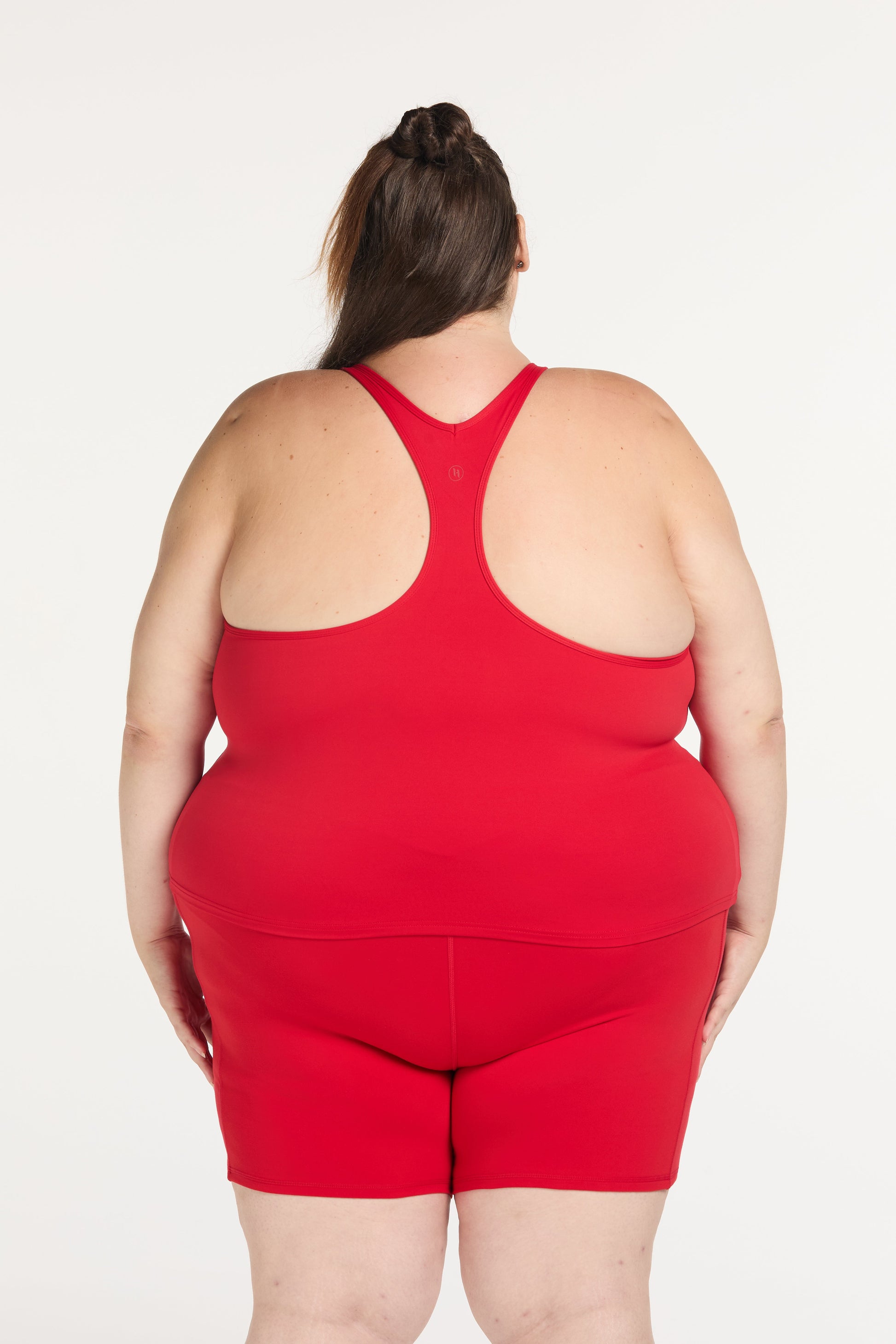 RACERBACK CROP SINGLET W/ IN-BUILT BRA RED