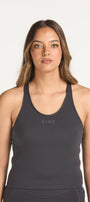 RACERBACK CROP SINGLET W/ IN-BUILT BRA CHARCOAL