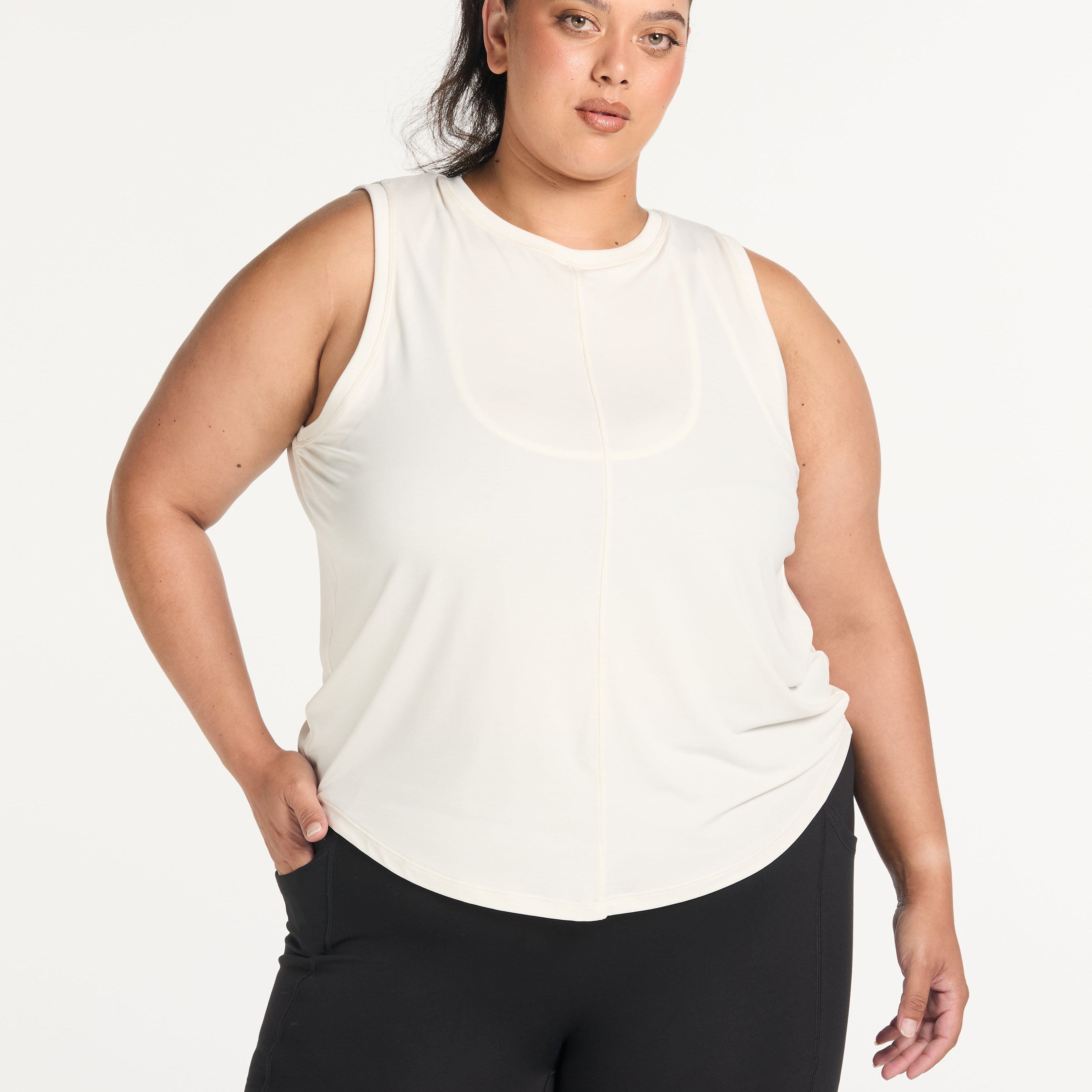 ESSENTIALS OPEN BACK TANK WHITE