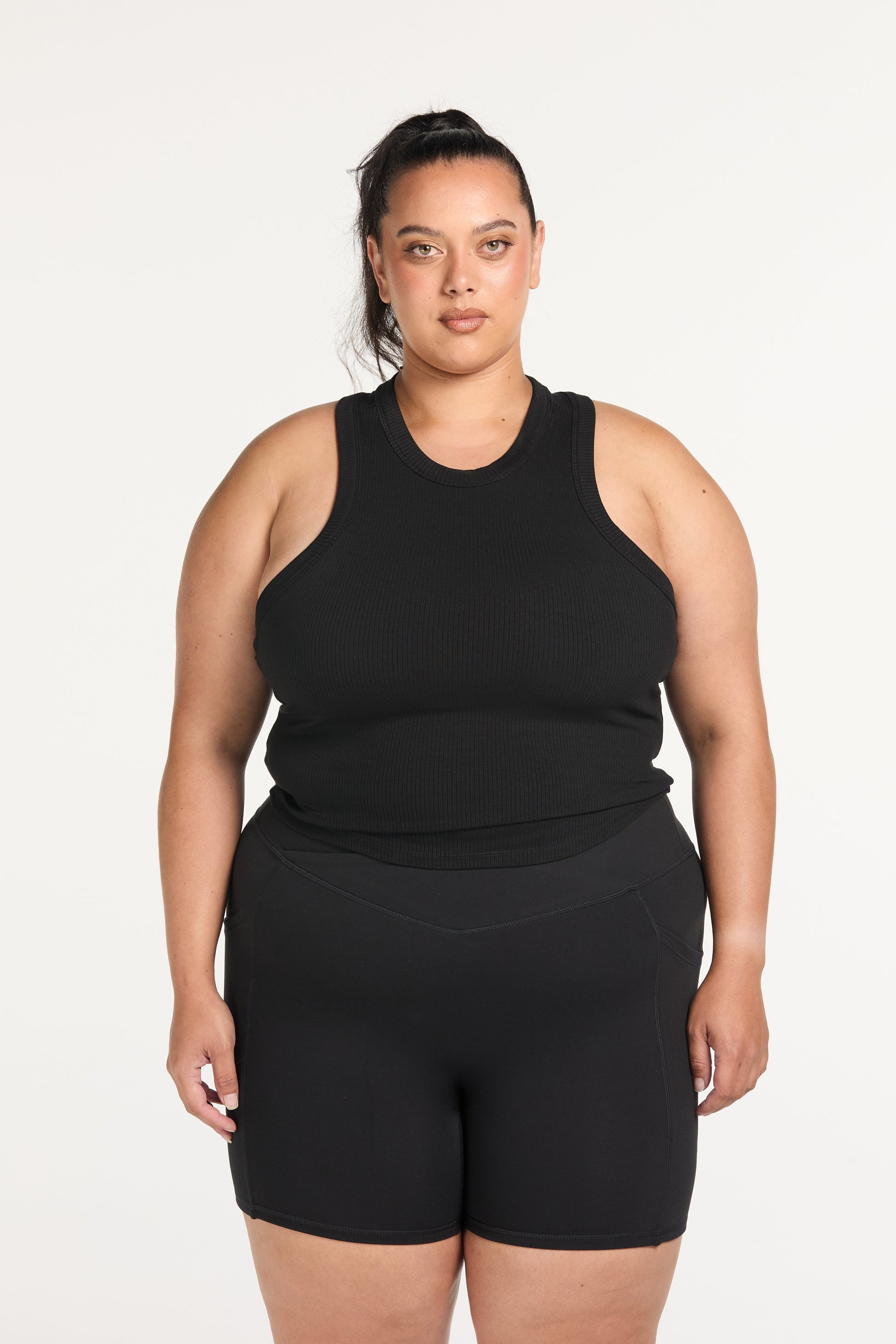 CROP RIB SINGLET ONYX