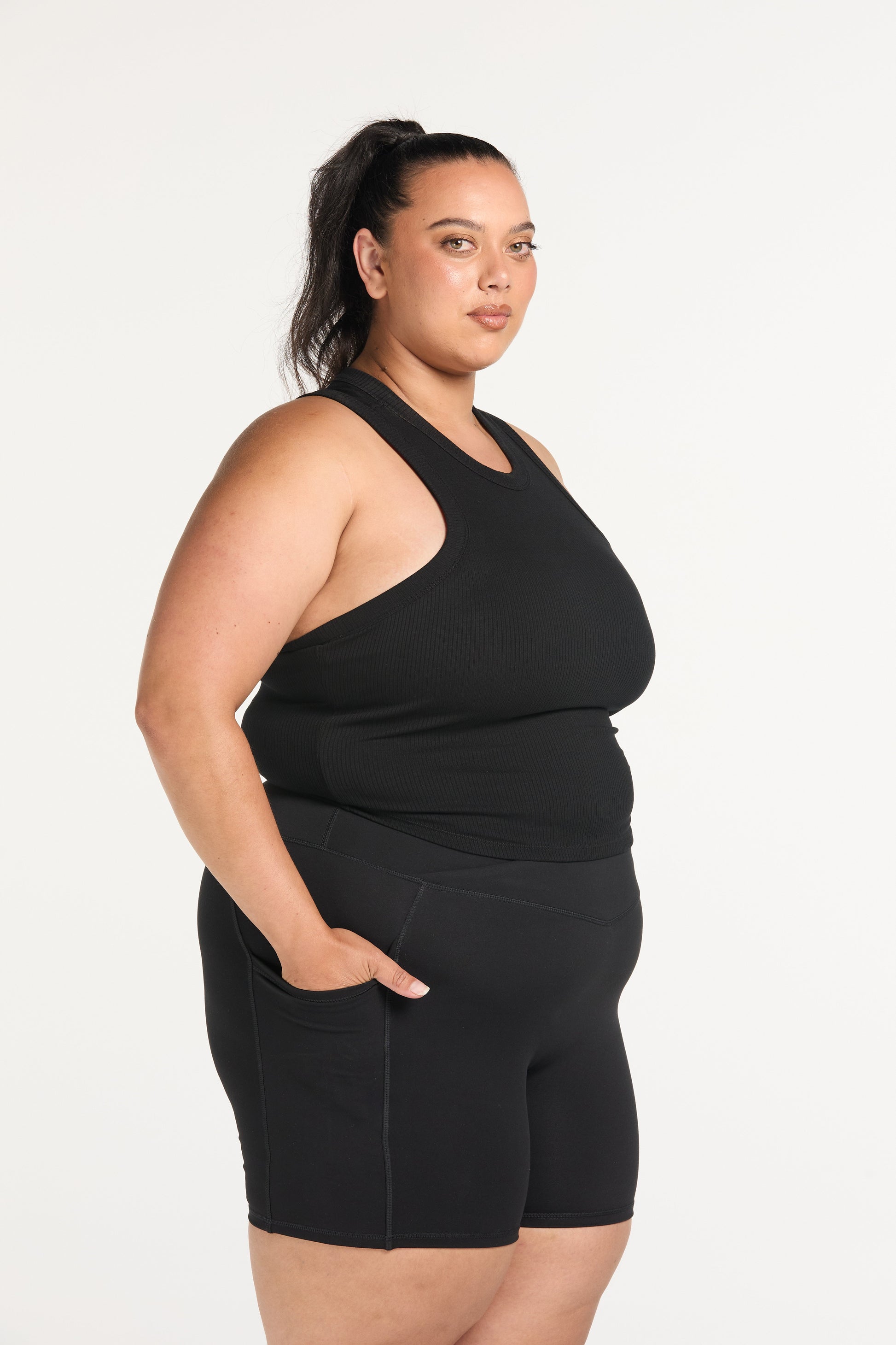 CROP RIB SINGLET ONYX