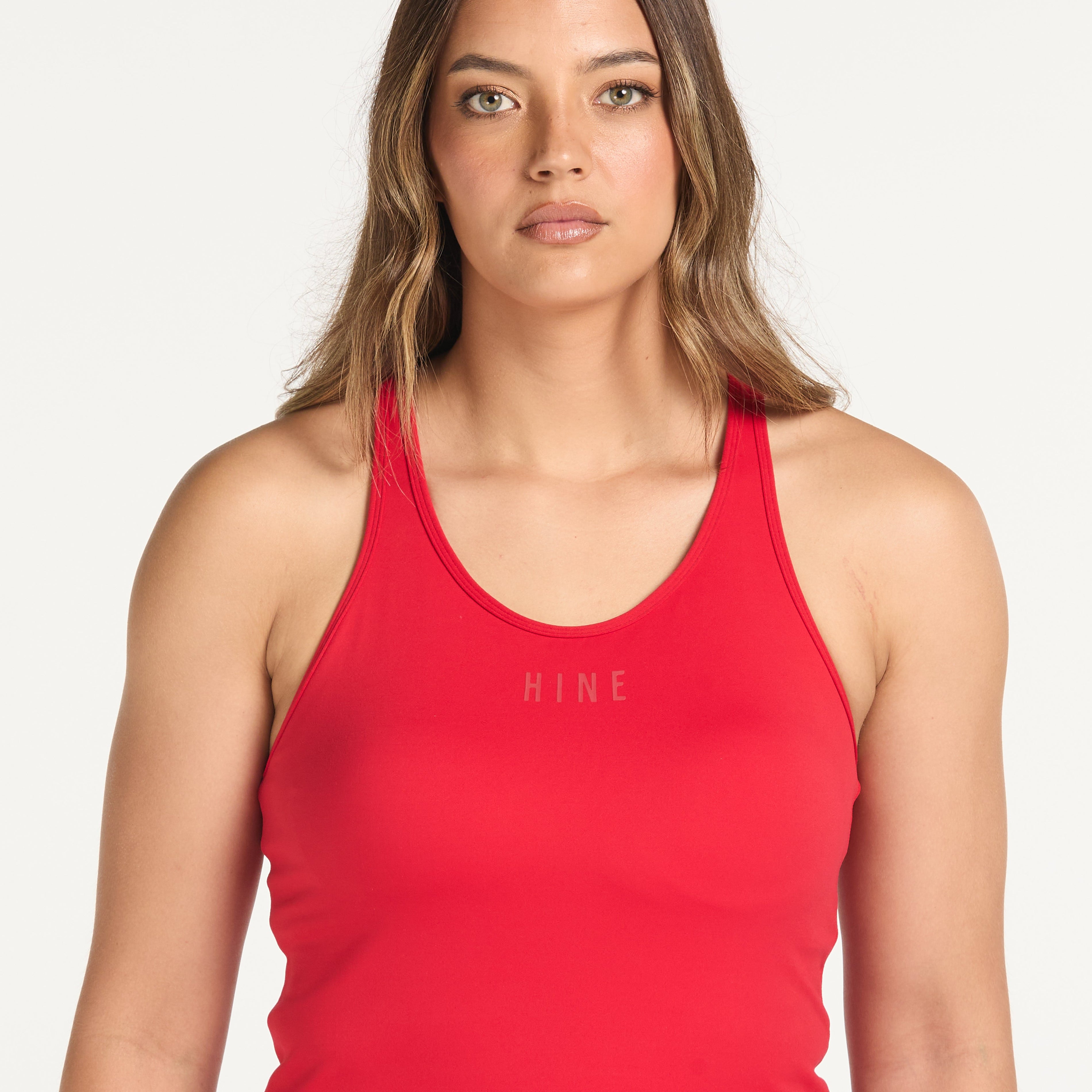 RACERBACK CROP SINGLET W/ IN-BUILT BRA RED