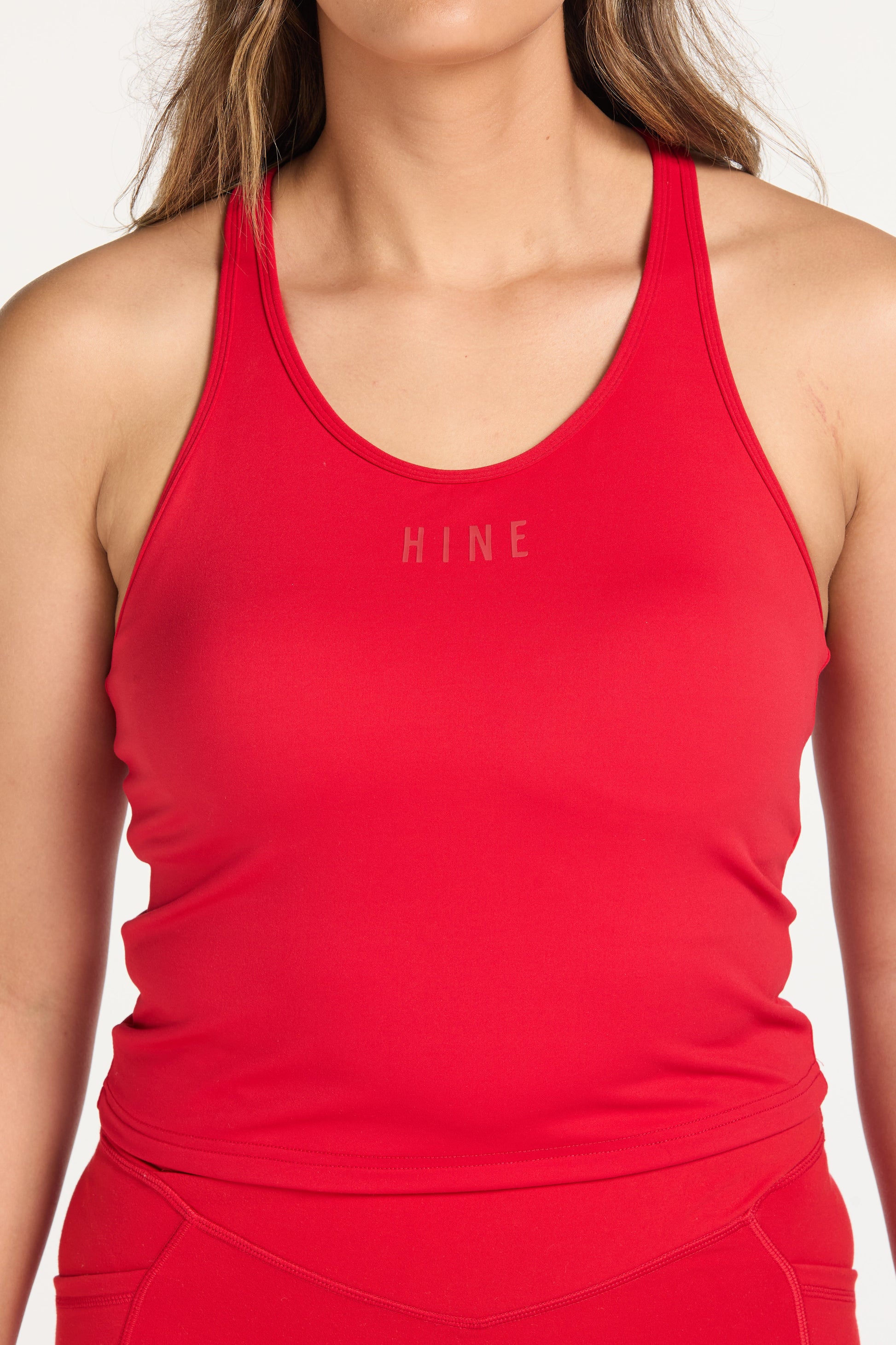 RACERBACK CROP SINGLET W/ IN-BUILT BRA RED