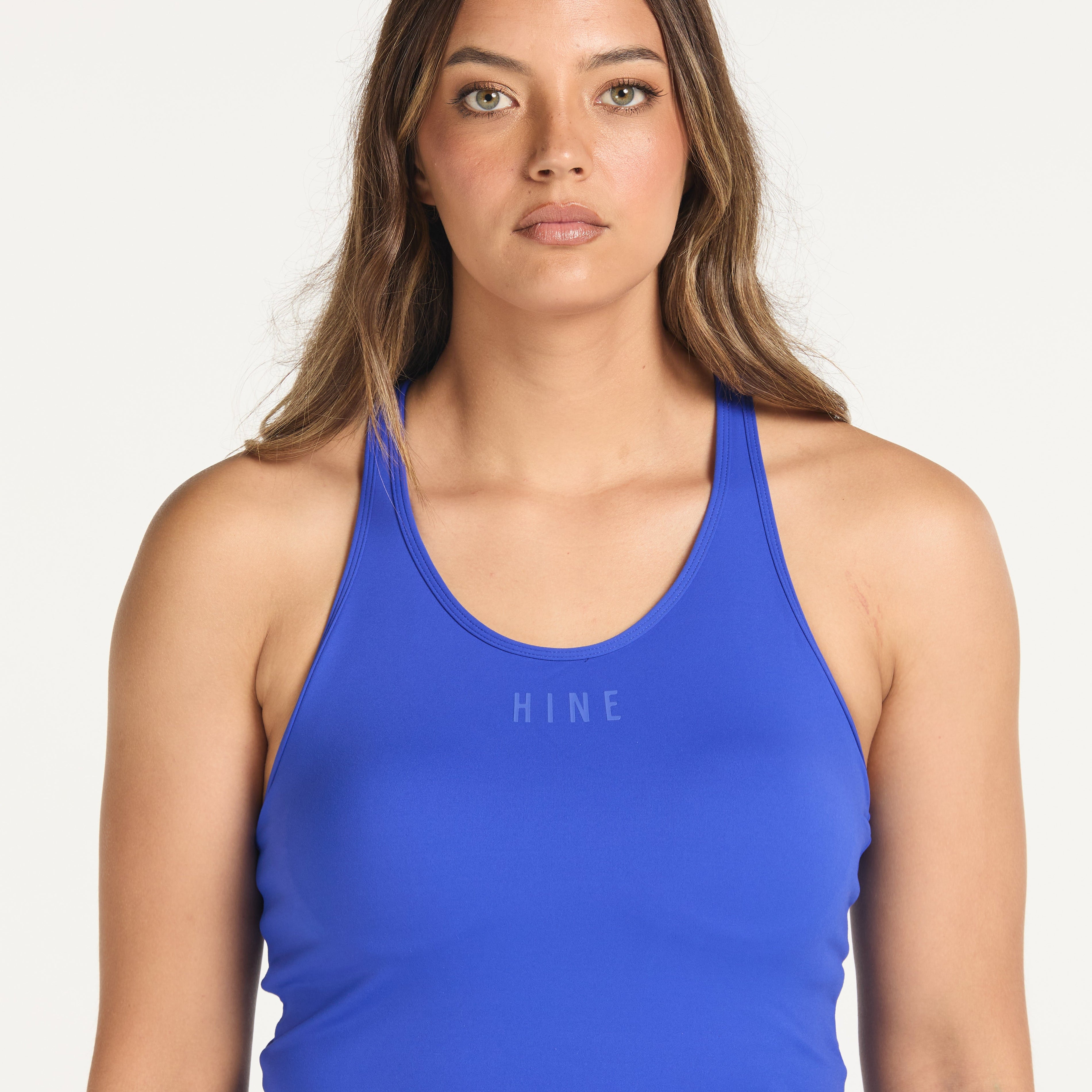 RACERBACK CROP SINGLET W/ IN-BUILT BRA COBALT