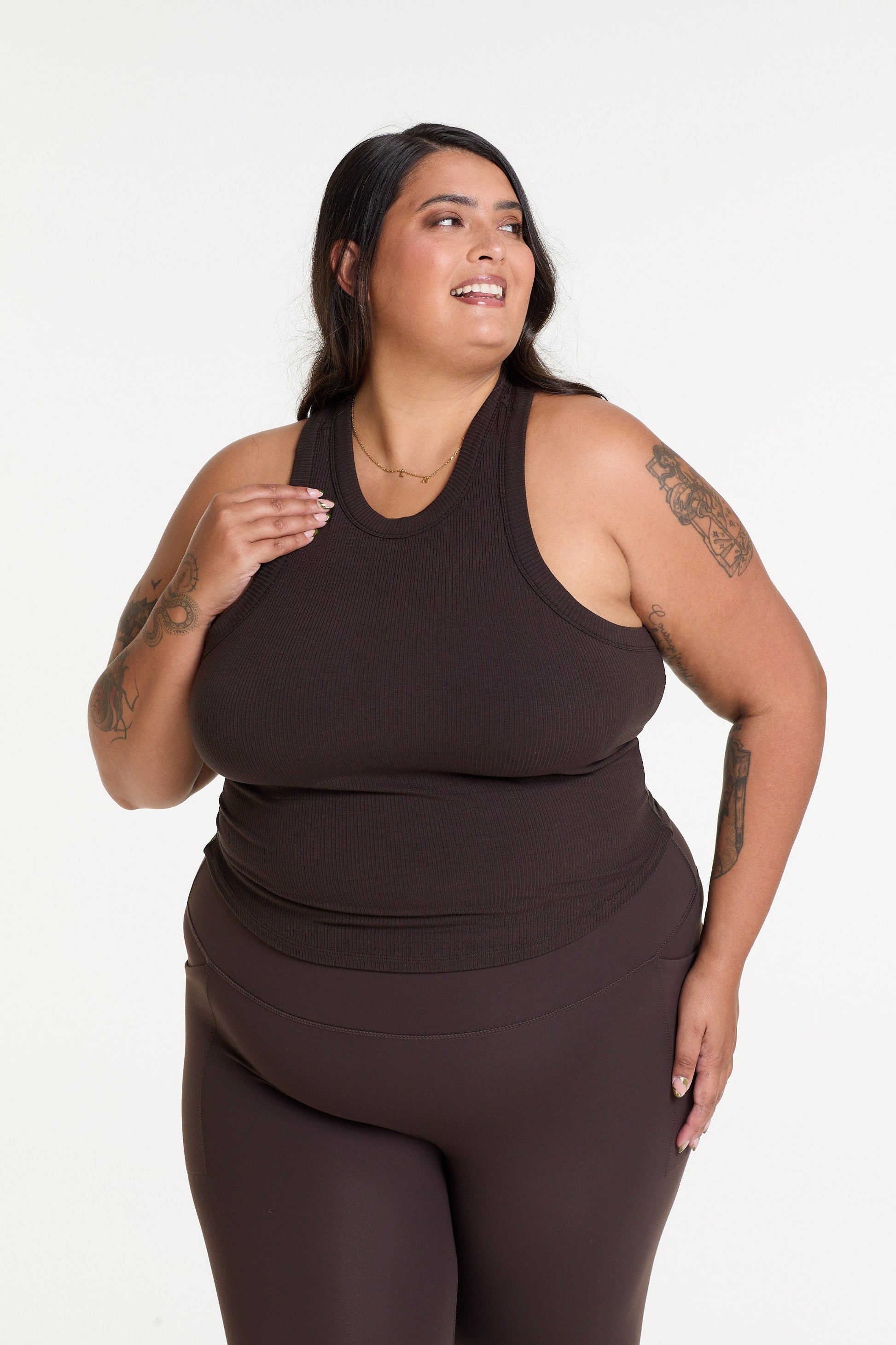 CROP RIB SINGLET COCOA