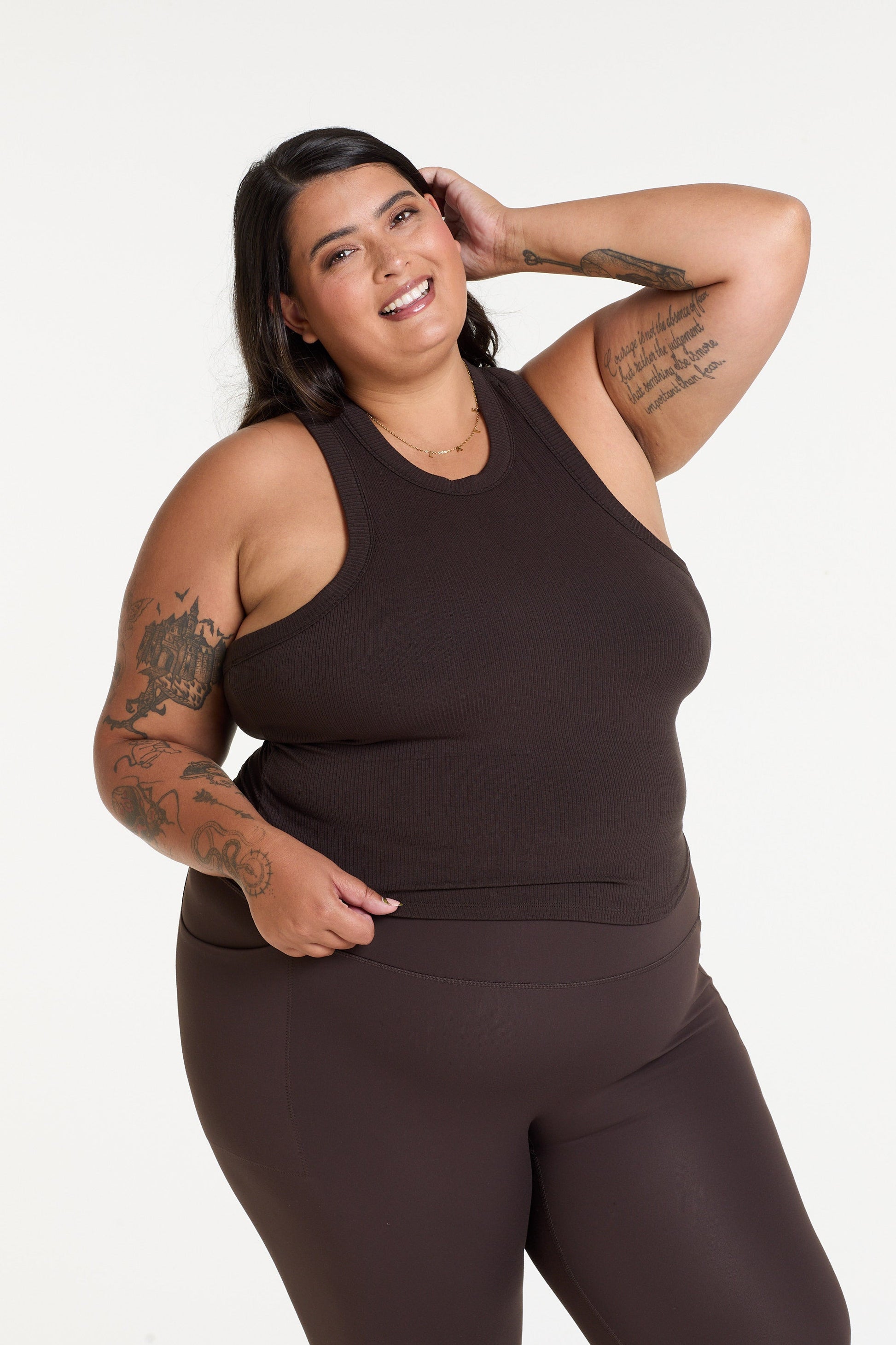 CROP RIB SINGLET COCOA