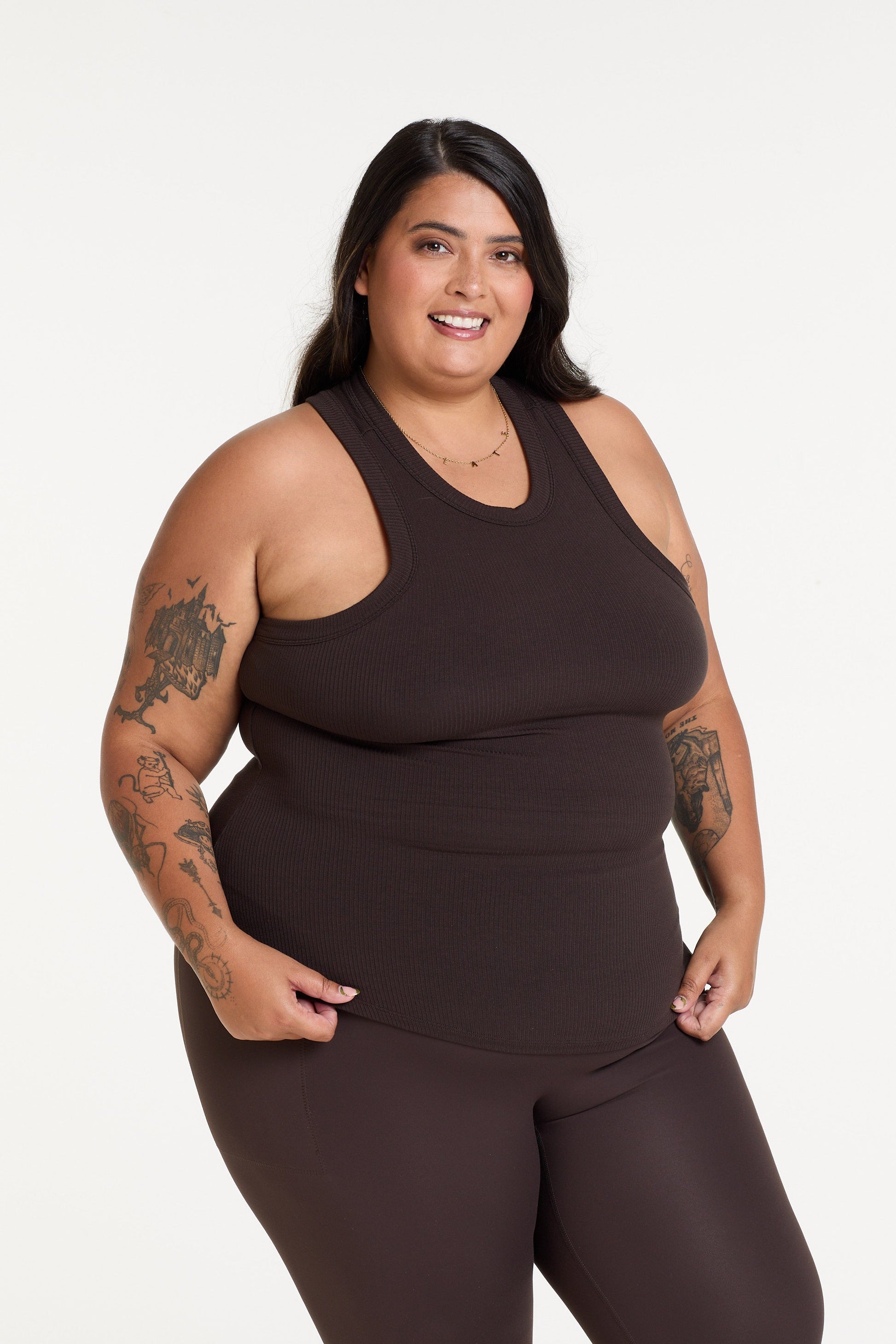 FULL LENGTH RIB SINGLET COCOA