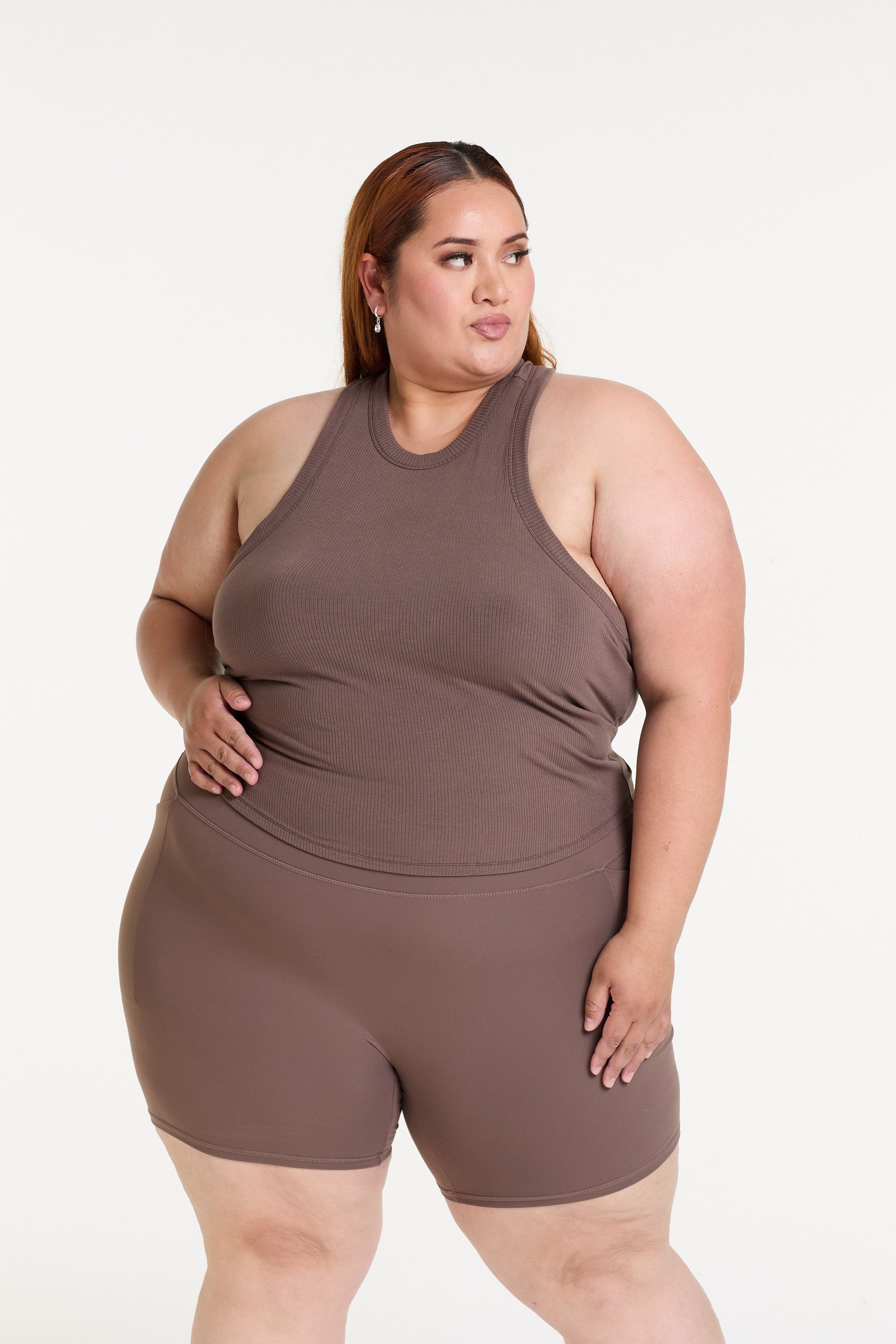 CROP RIB SINGLET COFFEE