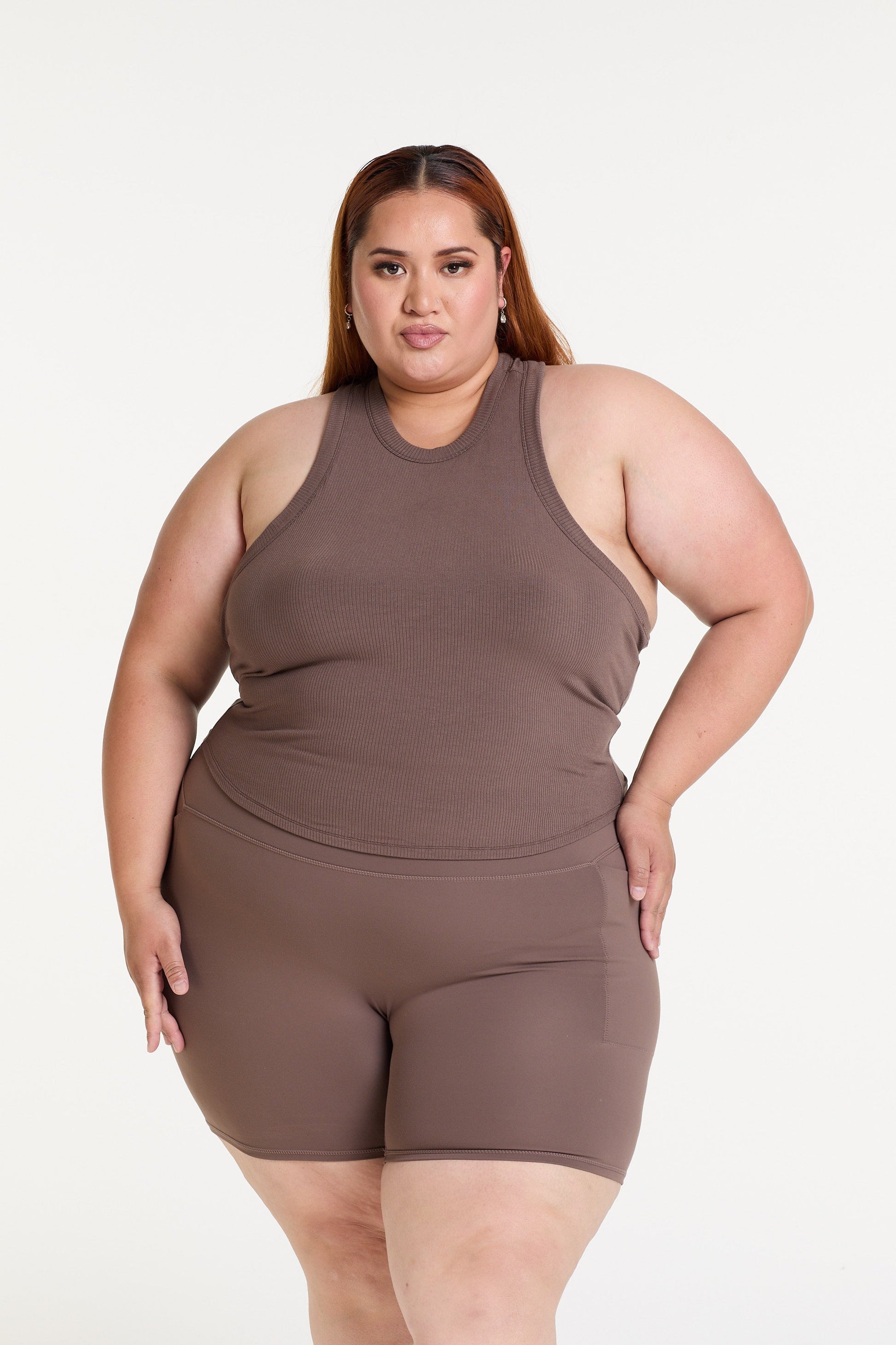 CROP RIB SINGLET COFFEE
