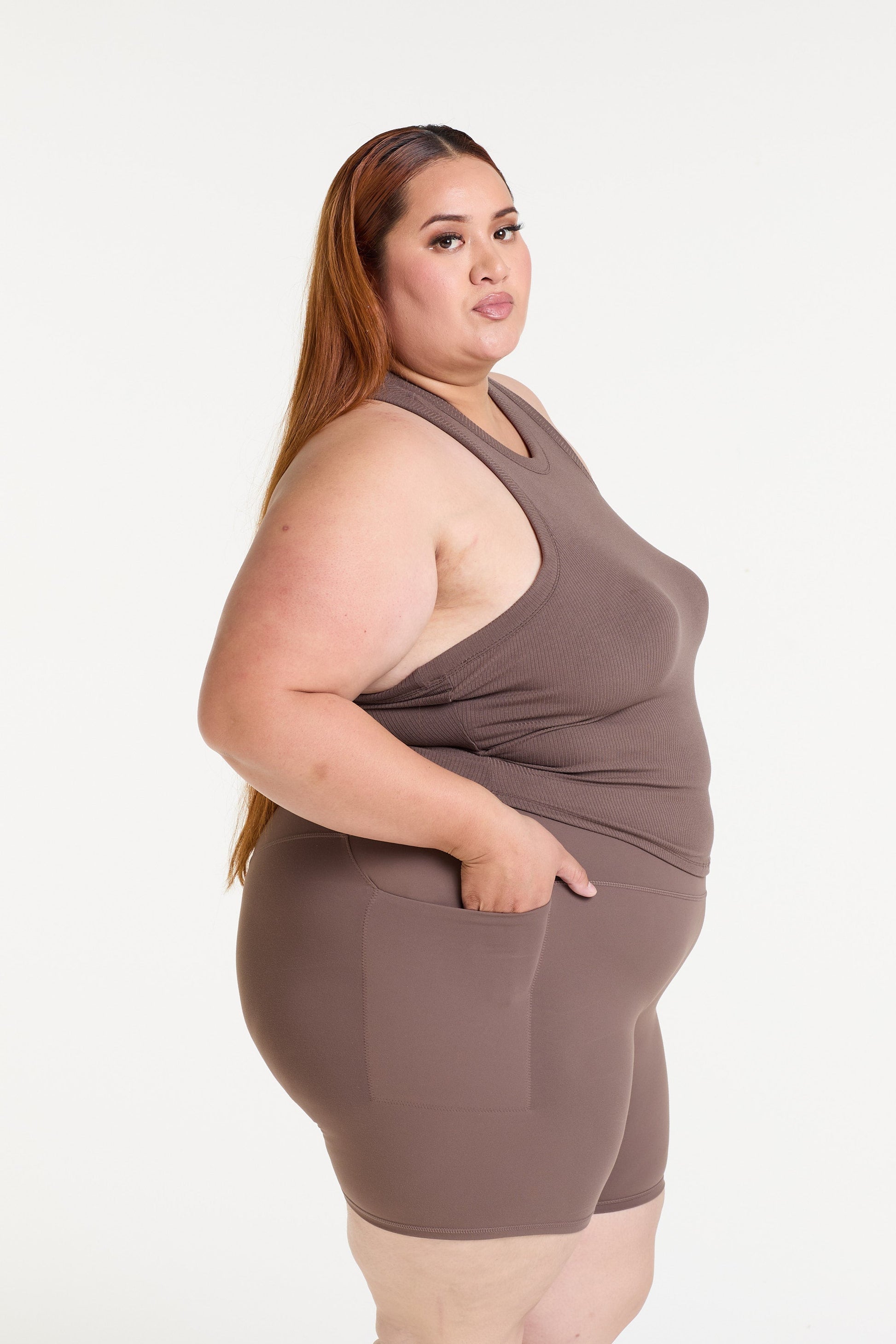 CROP RIB SINGLET COFFEE