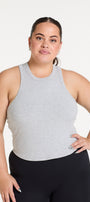 CROP RIB SINGLET MARBLE