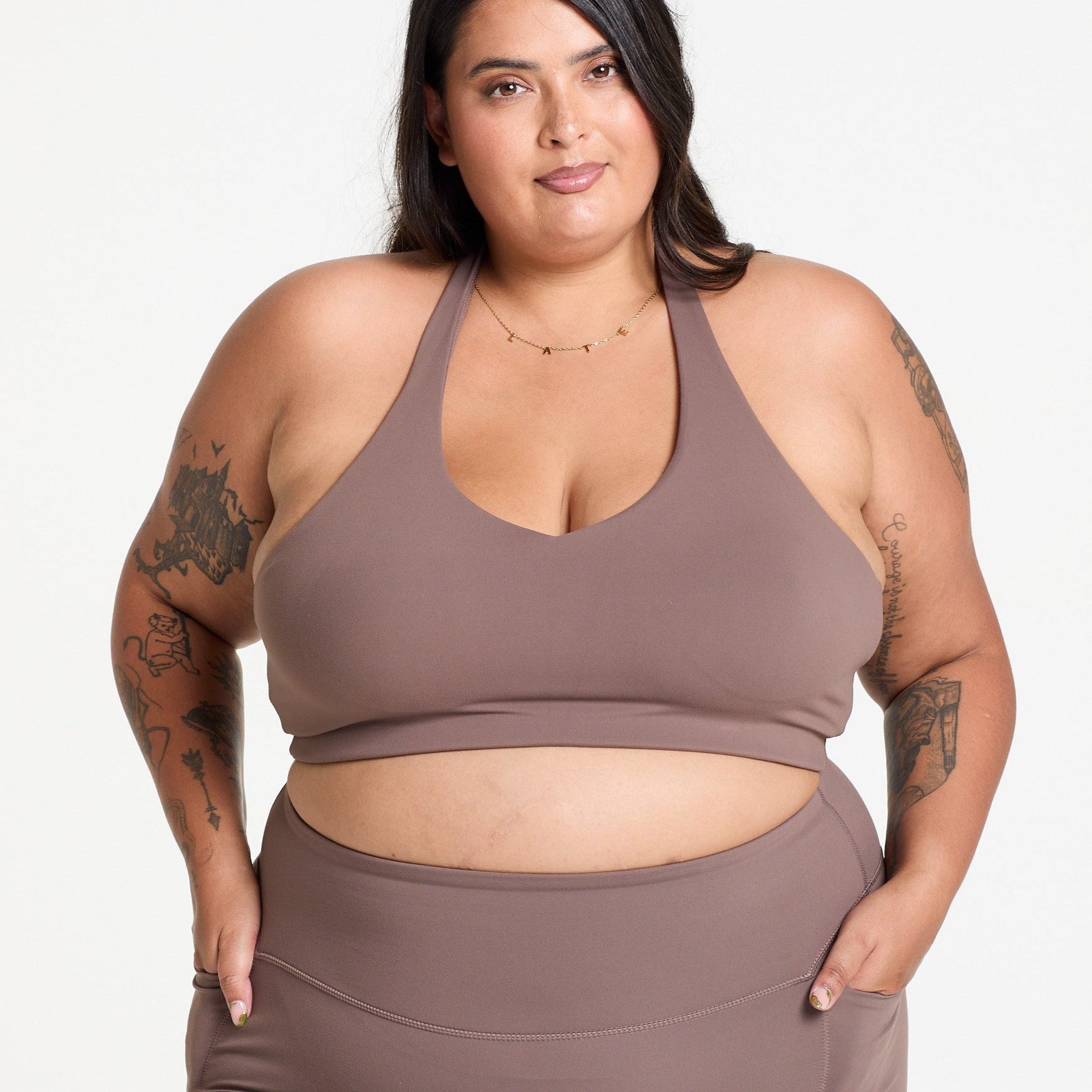 HALTER NECK BRA COFFEE