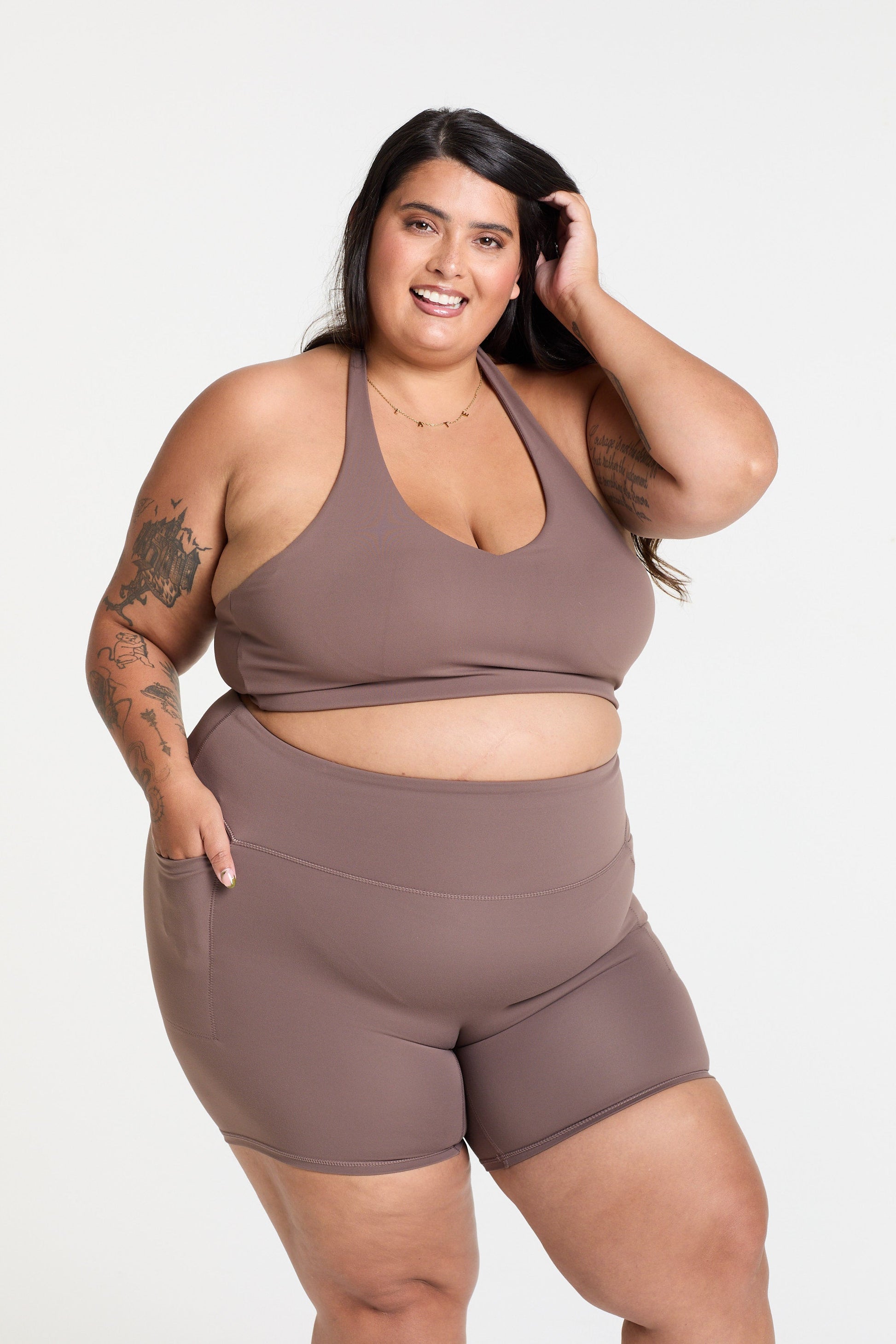 HALTER NECK BRA COFFEE