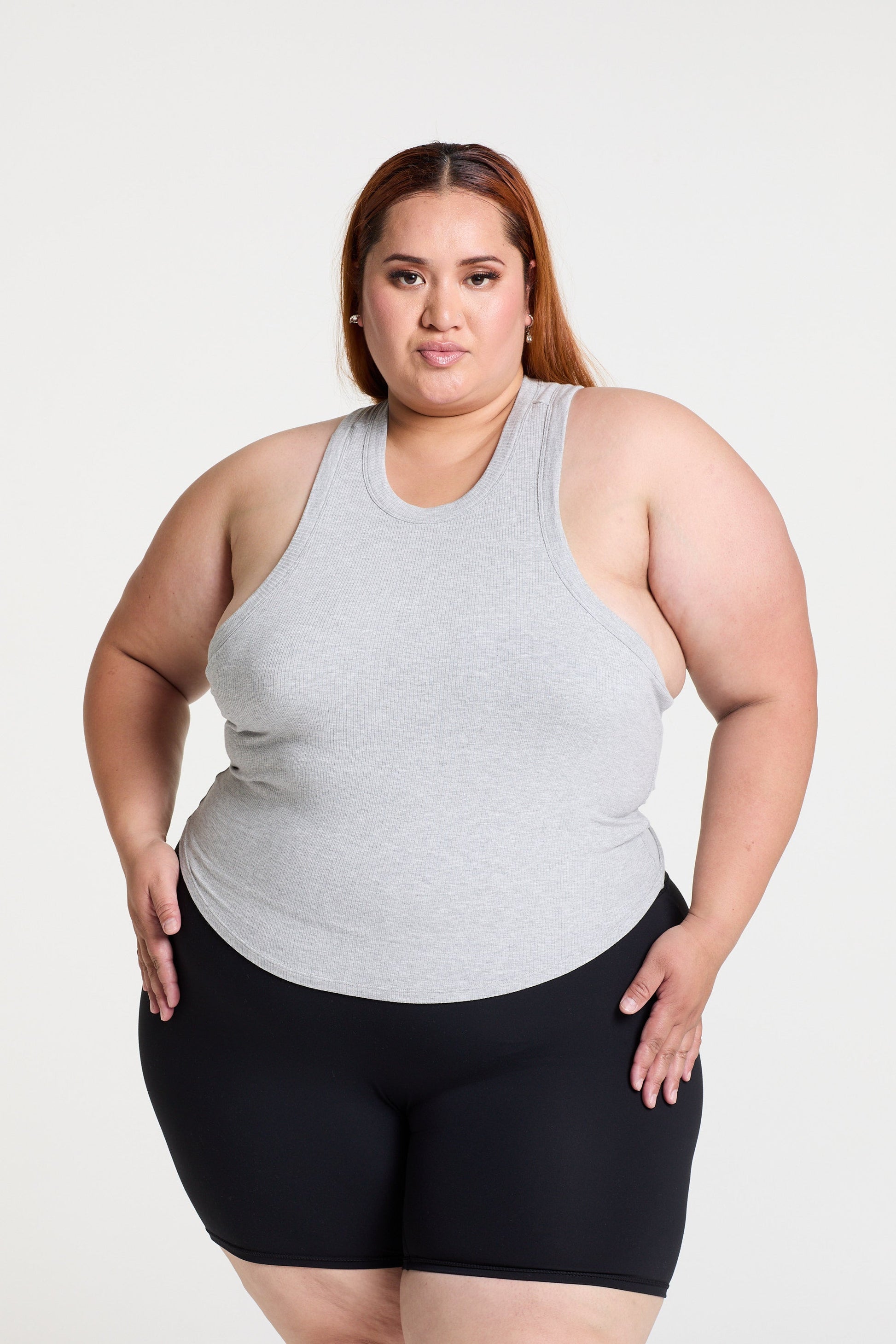 CROP RIB SINGLET MARBLE