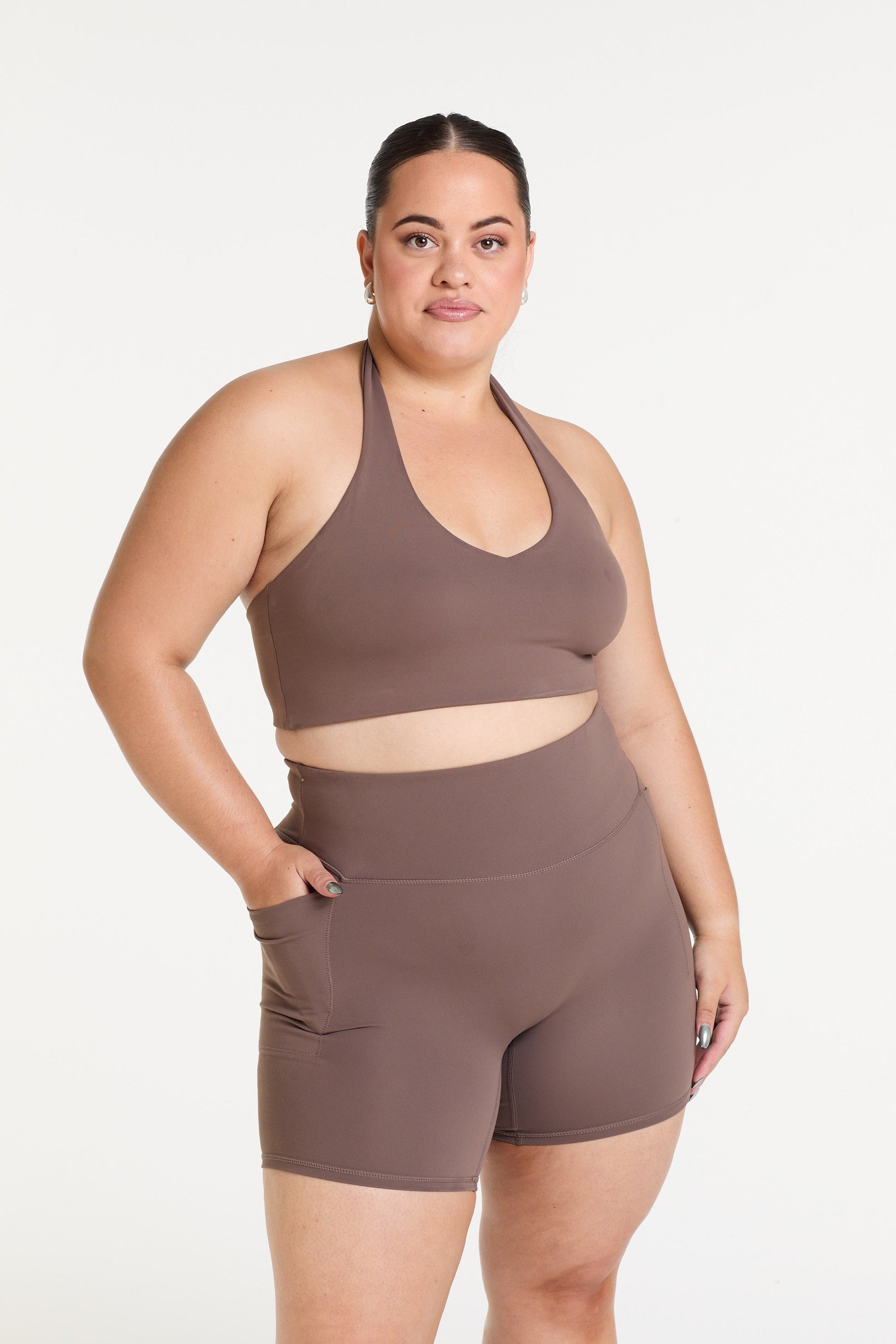 HALTER NECK BRA COFFEE