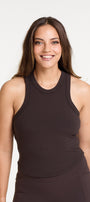 CROP RIB SINGLET COCOA