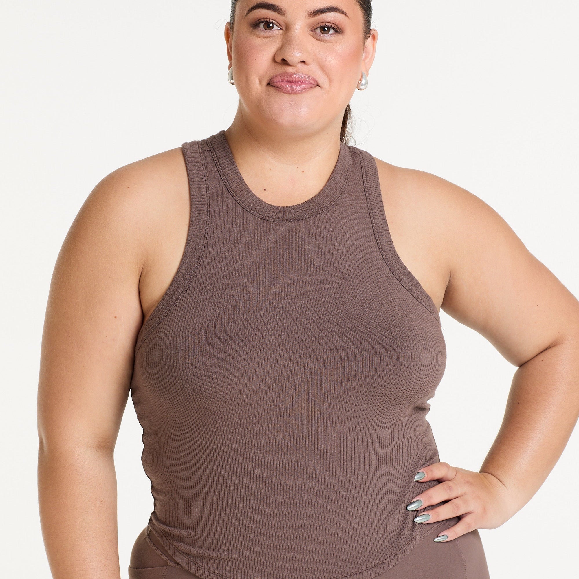CROP RIB SINGLET COFFEE