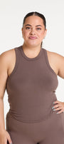 CROP RIB SINGLET COFFEE