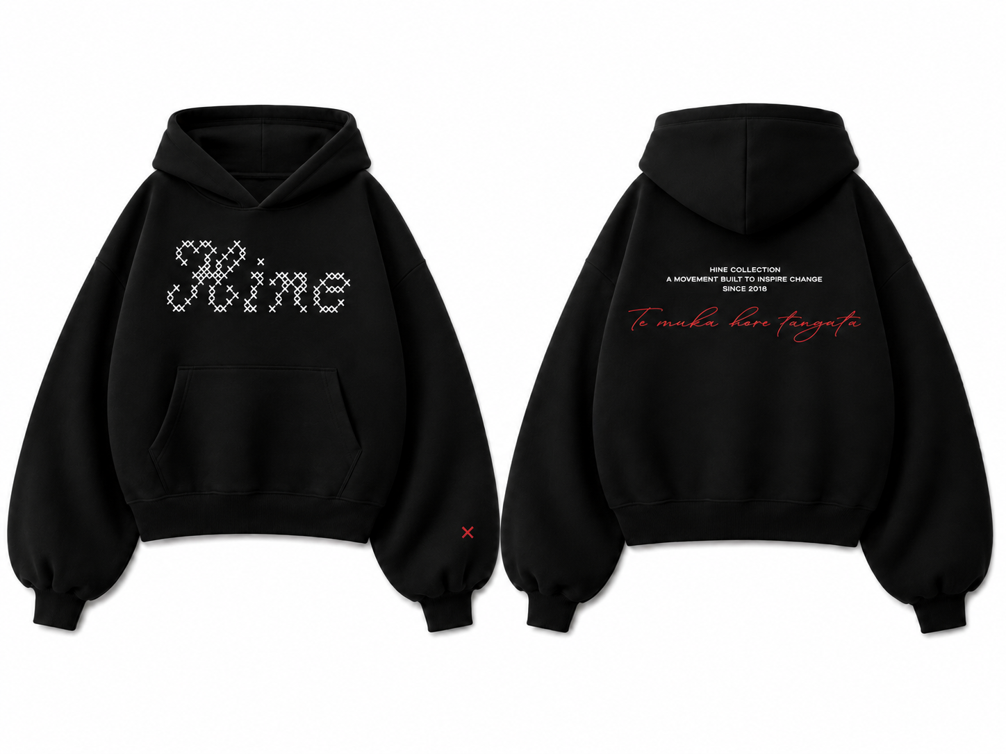 TE MUKA HERE TĀNGATA HOODIE ONYX