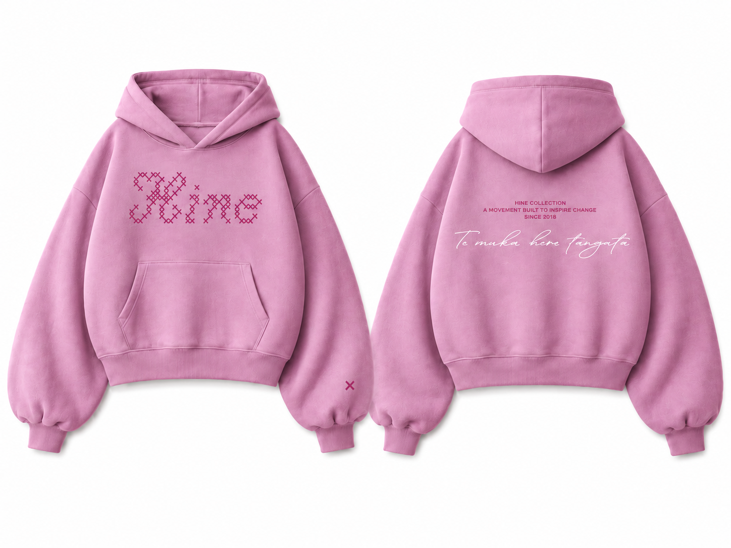 TE MUKA HERE TĀNGATA HOODIE PINK