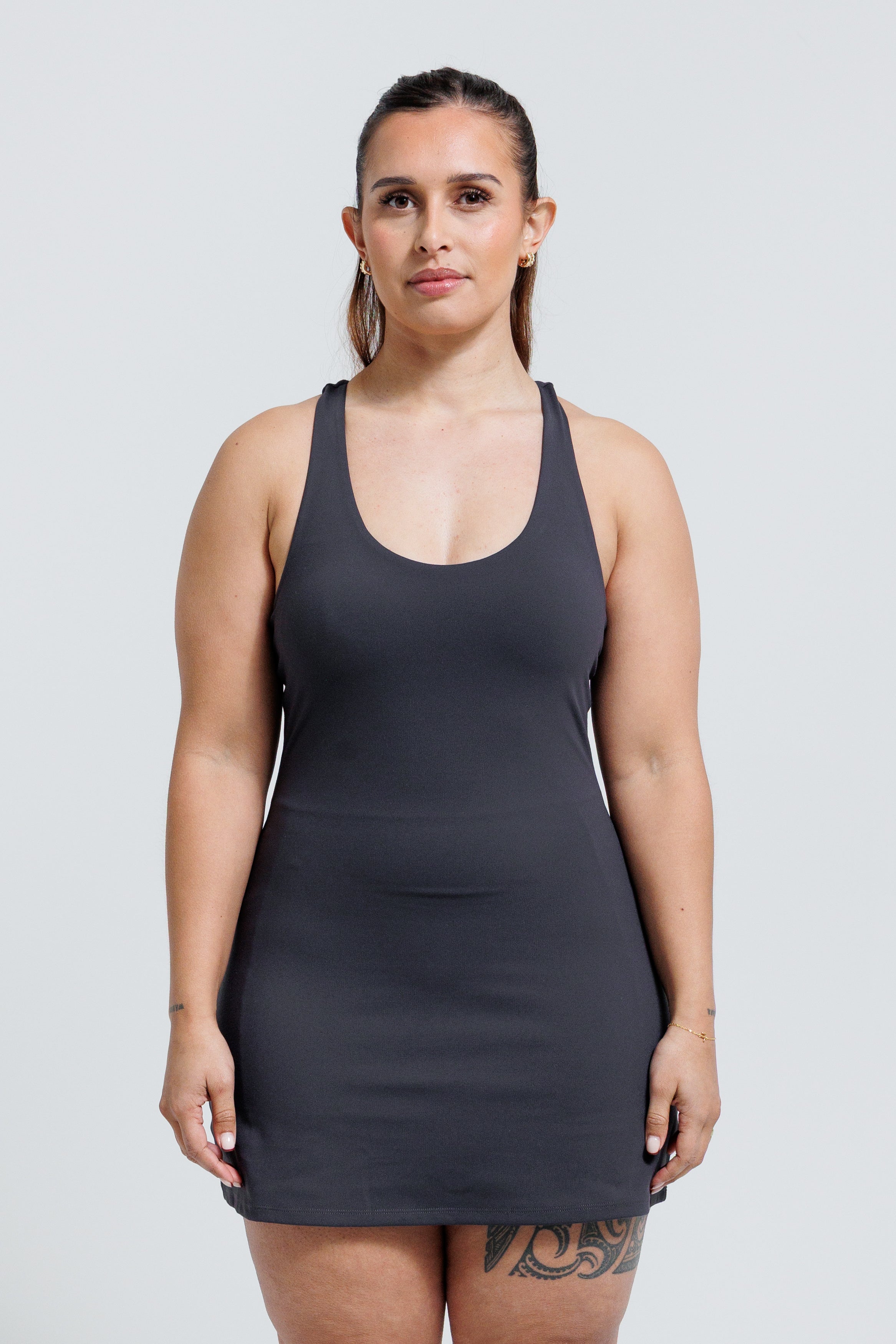 SCULPT DRESS CHARCOAL