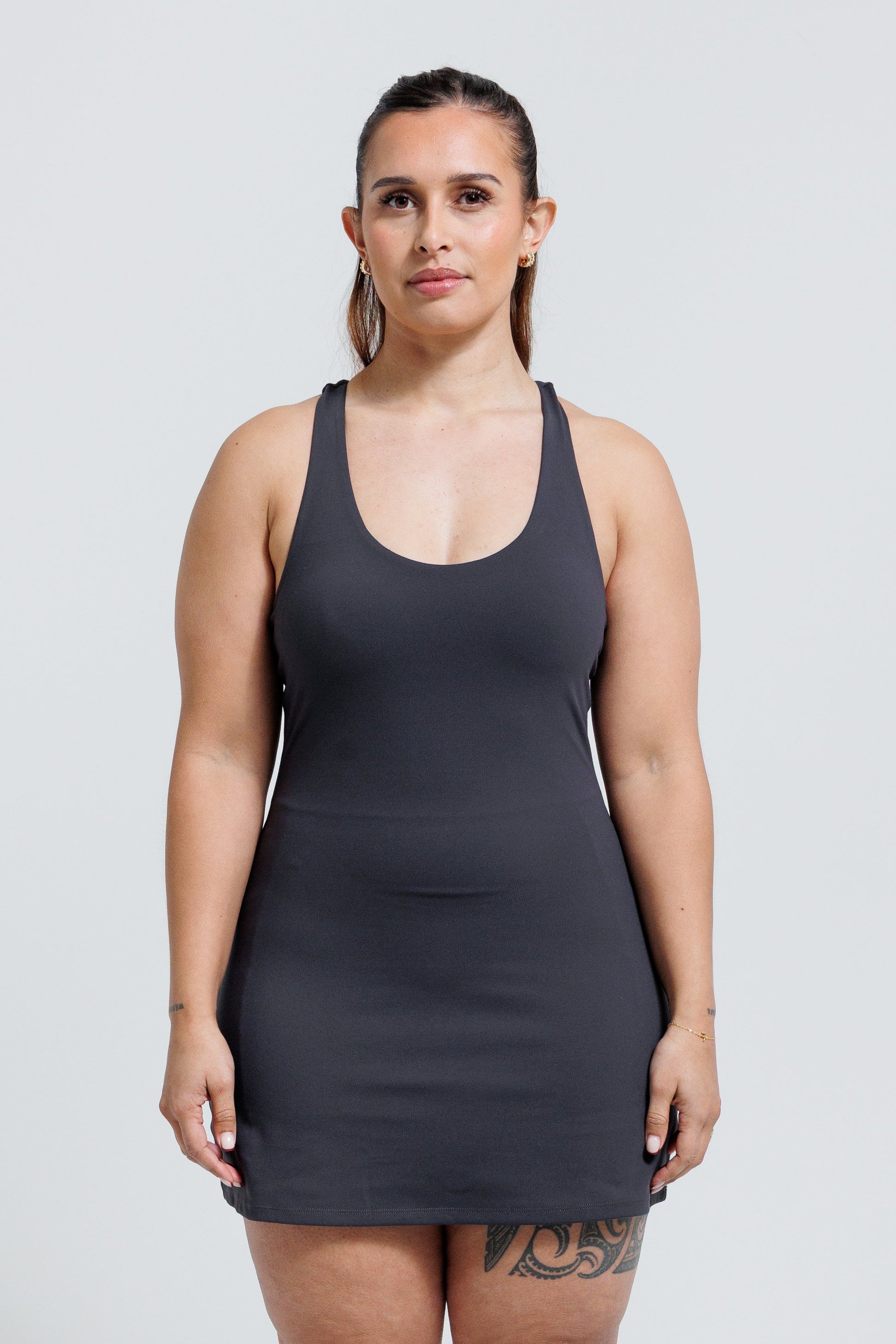 SCULPT DRESS CHARCOAL