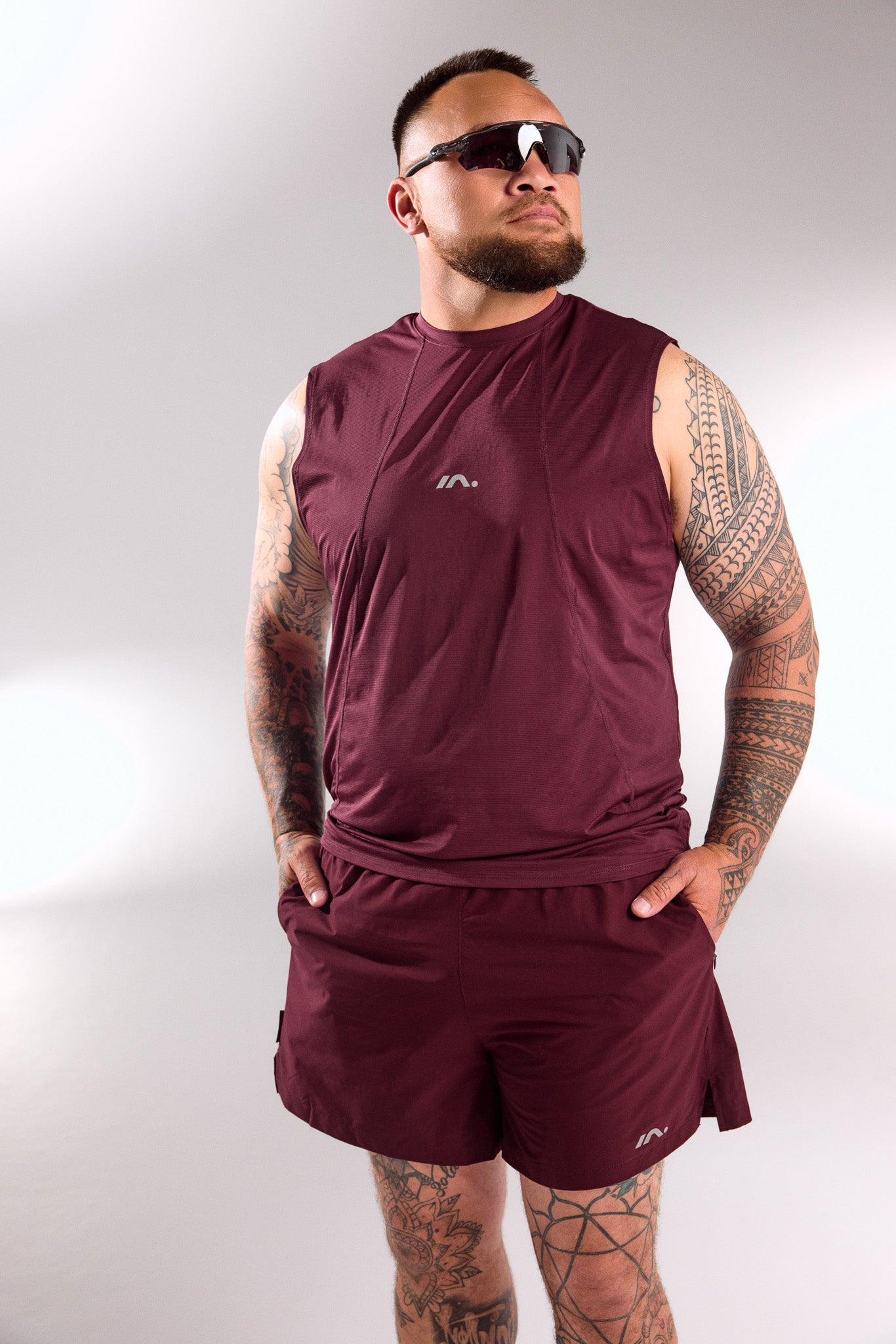TRAINING SINGLET MENS DEEP CHERRY